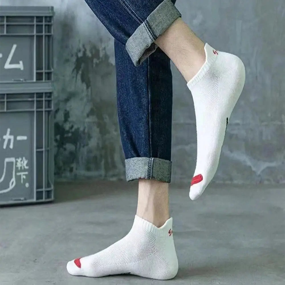 Men Ankle Socks Set 5 To 30 Pairs Breathable Odor Proof Sweat Absorbing Letter Sports Style Invisible Running Socks