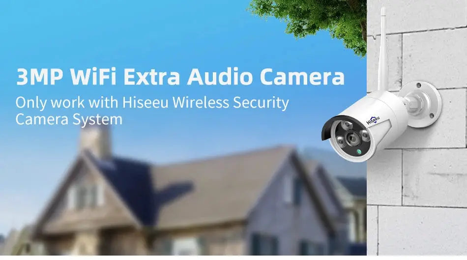Hiseeu 3/5/8MP wireless IP camera with 3.6mm lens, white waterproof security camera for Hiseeu CCTV system