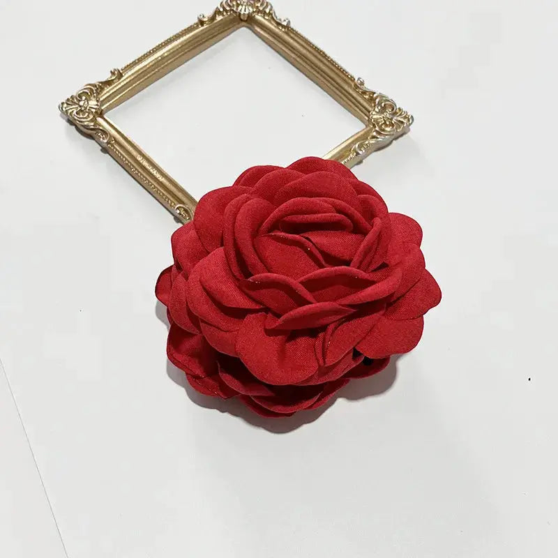 Maison Rose French Fabric Rose Hair Claw Clips Durable Plastic With Delicate Floral Pattern For Women And Girls