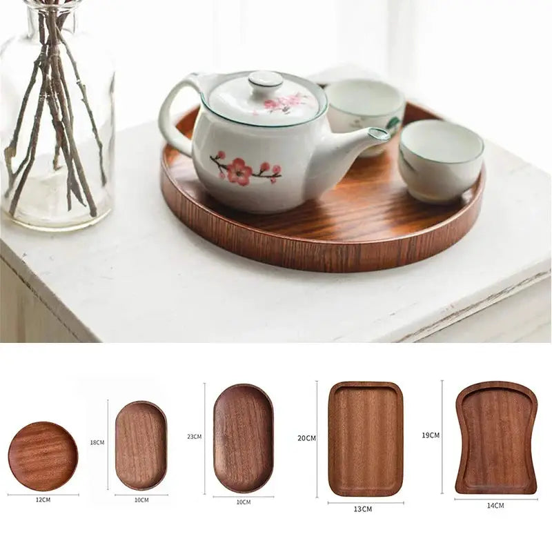 Walnut Wood Tray Rectangular Serving Plate Japanese Inspired