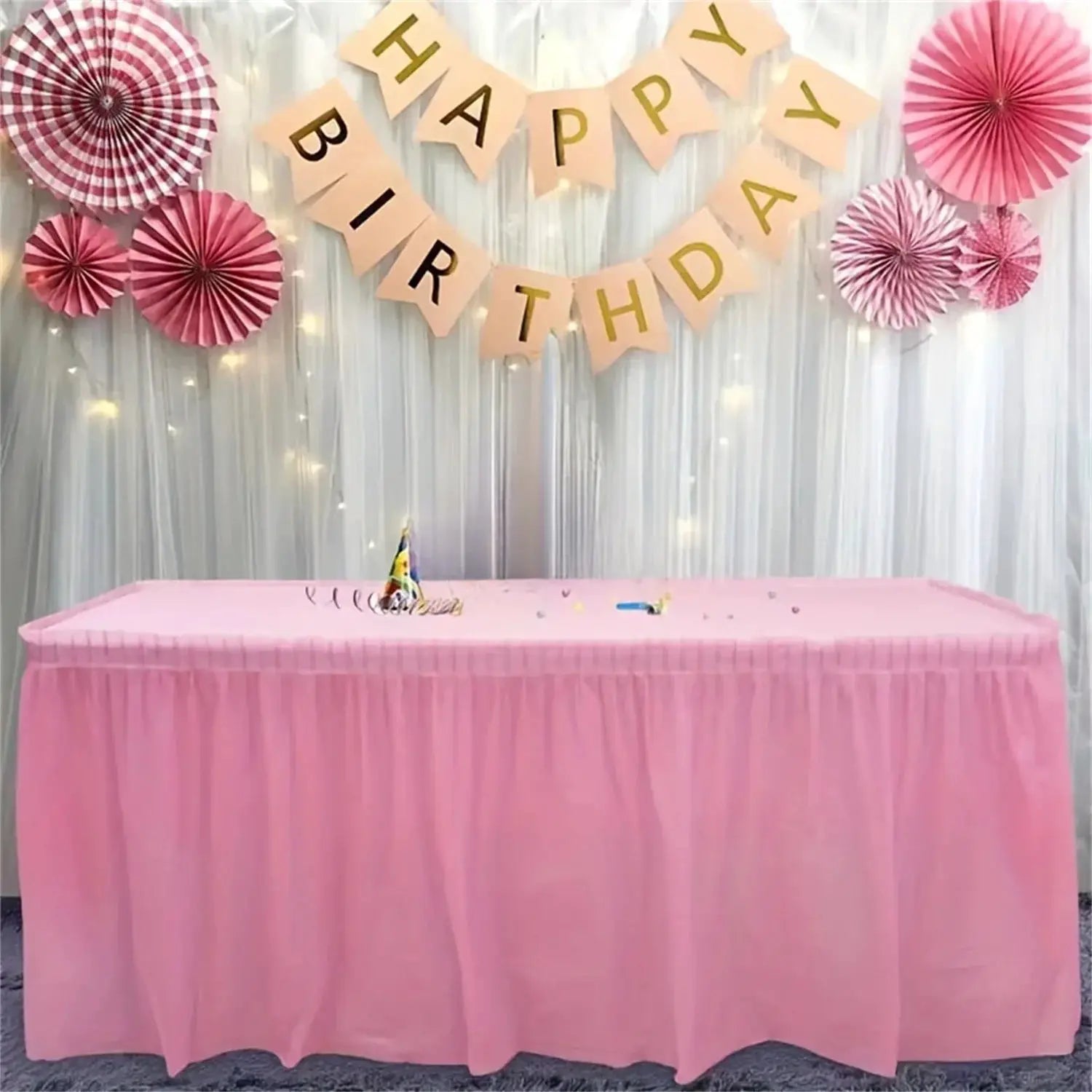 2 Piece Disposable Tablecloth Set With Long Skirting Rectangular Paper Table Covers Solid Color For Party
