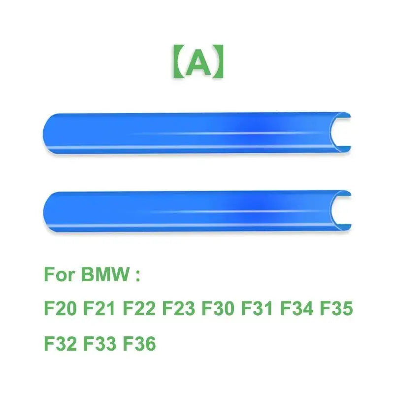 Pair of blue BMW front grille trim strips, V-brace M Sport bar decoration for F20–F36 models