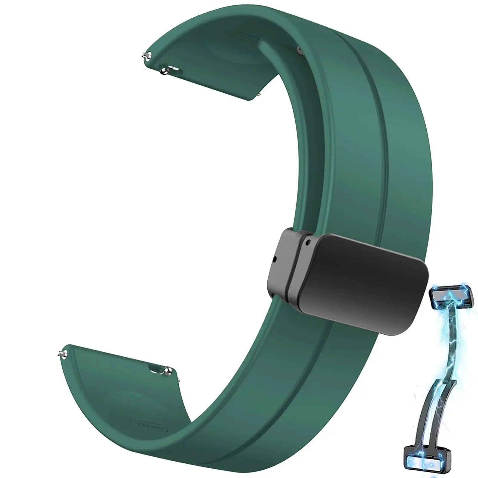 Green silicone watch strap with magnetic buckle by Simples Market for Samsung Galaxy Watch and Huawei GT series (20/22mm)