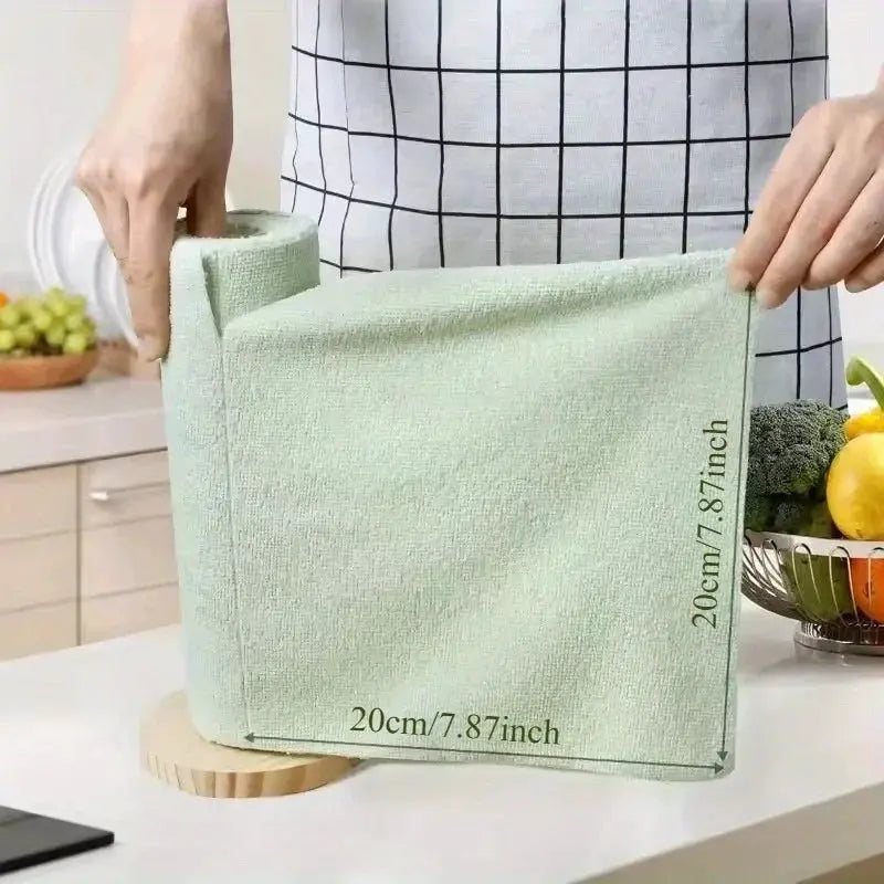 Simples Market green microfiber cleaning wipes, 1 roll/20 pcs, 20cm square, machine washable