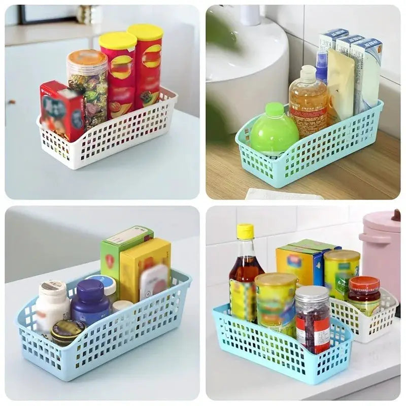 4 Piece Stackable Storage Basket Set Multifunctional Plastic Storage Boxes Ideal For Books Snacks And Family Organization