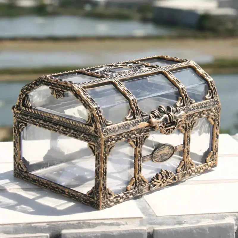 Transparent Plastic Pirate Treasure Box Crystal Gem Jewelry Box Storage Organizer Chest For Jewelry And Trinkets