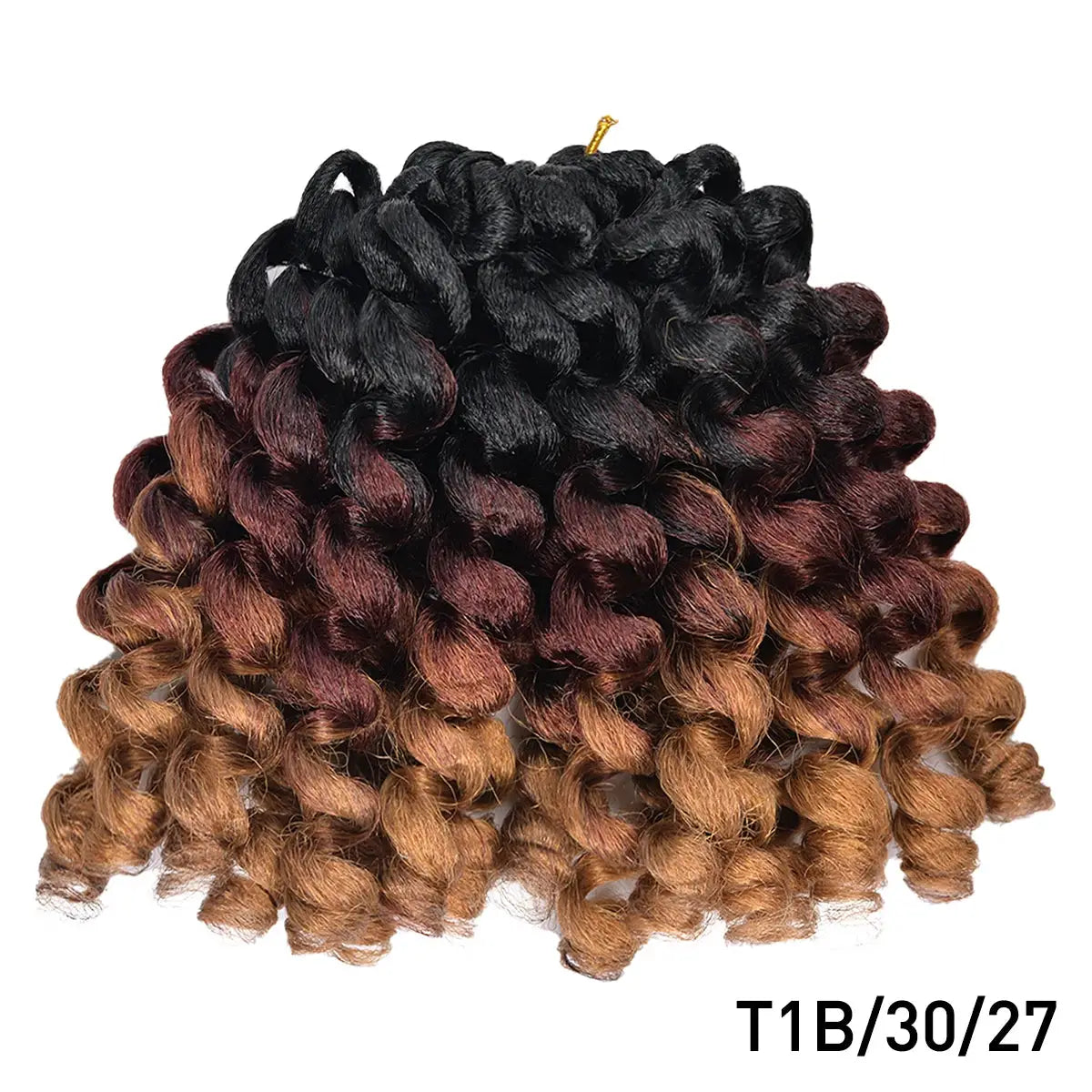 Simples Market synthetic ombre braiding hair bundle with black-to-brown wand curls for crochet braids