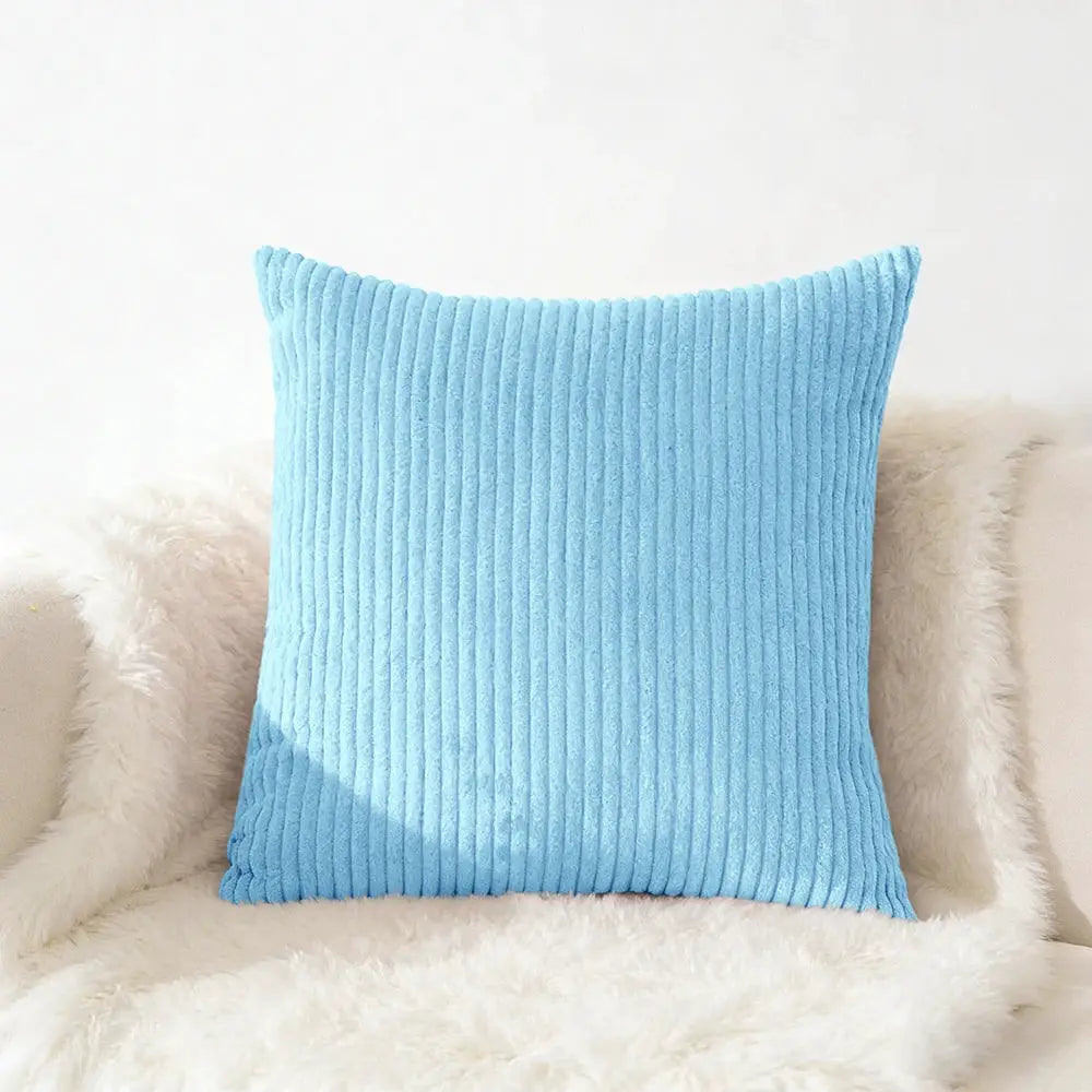 Blue corduroy pillow cover for sofa in 40x40/45x45/50x50/30x50 cm sizes