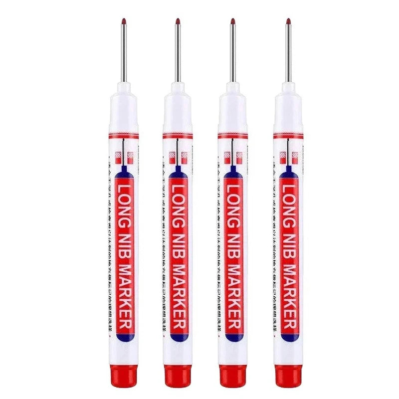 Simples Market 4-pack long nib markers, white plastic bodies with red tips