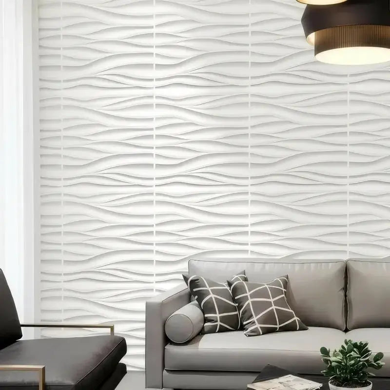 Simples Market 10-pack white 3D wall panel tiles for living room, bedroom, hotel, office decor