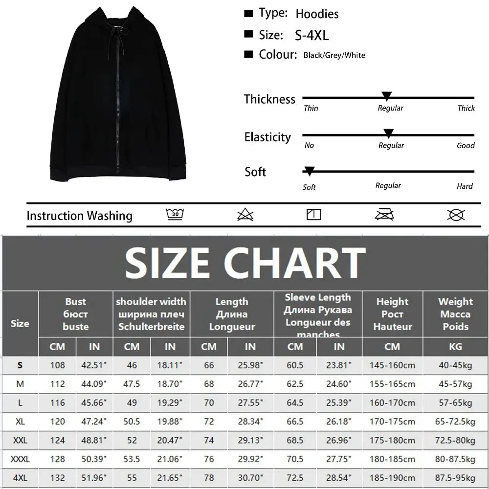 Zipper hoodie unisex long-sleeve sweatshirt, black, Simples Market