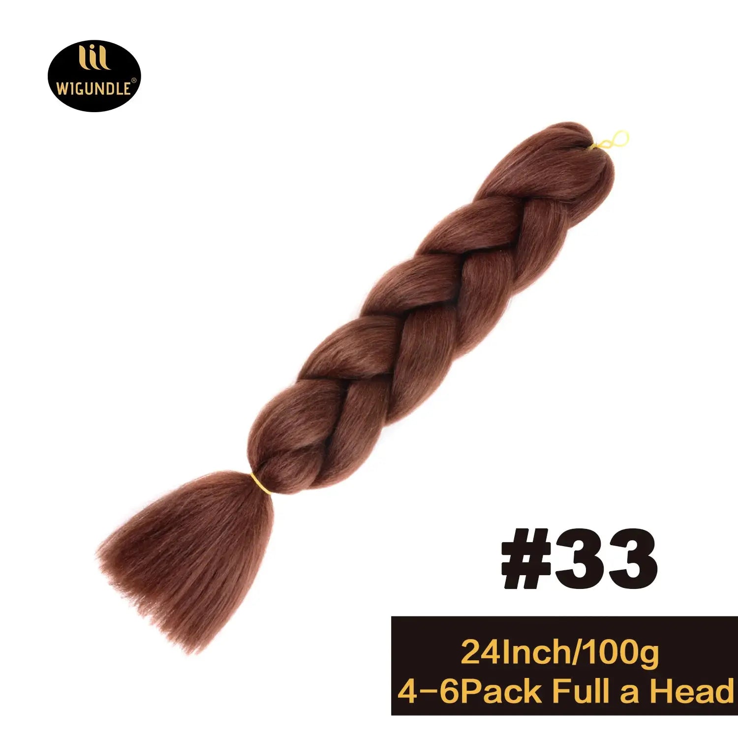 24-inch jumbo braid extension in auburn brown #33, WIGUNDLE, synthetic Kanekalon, full-head pack