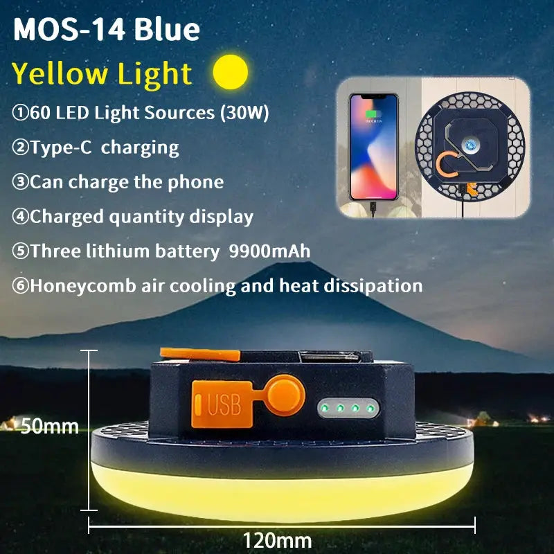 Moslighting 9900mAh Rechargeable Camping Lantern With Magnetic Base Portable Led Light For Outdoor Camping