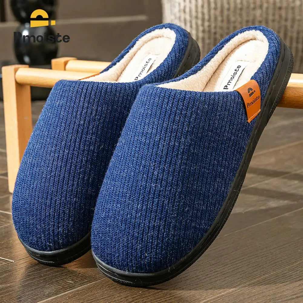 CloudStep Memory Foam Cushion Slippers For Men Warm Plush Comfort With Non Slip TPR Sole