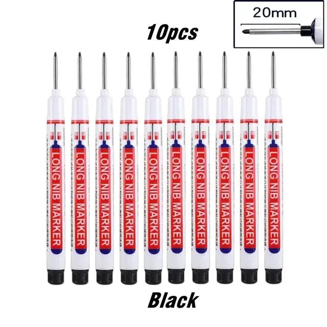 Ten Piece Set Multi Purpose Long Nib Marker Pens For 20mm Deep Hole Metal Perforating Waterproof Woodworking Decor Tool