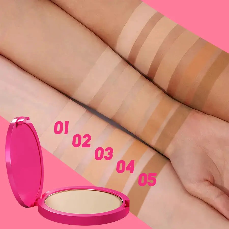 Kafurux Natural Matte Pressed Powder Oil Control Brighten Whitening Foundation Compact Concealer Makeup