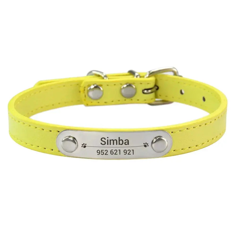 Personalized Dog Collar With Engraved Name ID Anti Lost PU Leather Pink For Small Medium Large Dogs And Cats