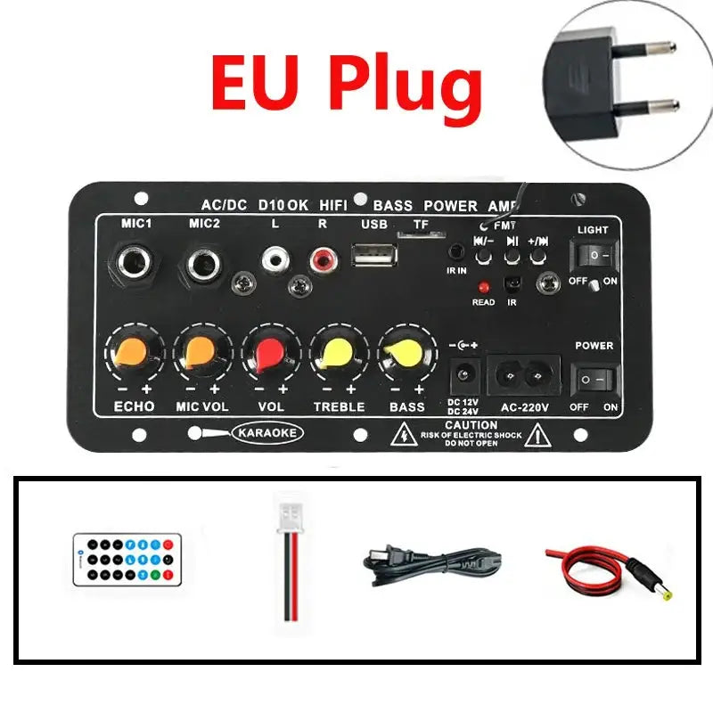 D10 Bluetooth Amplifier Board 30 120W Dual Microphone Inputs With Reverb Control For 4 Ohm Speakers 12V 24V 110V 220V