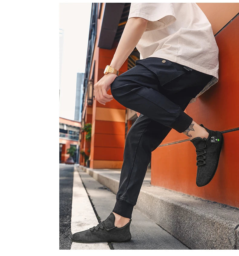 YRZL mesh loafers for men by Simples Market; black breathable driving moccasins with non-slip sole