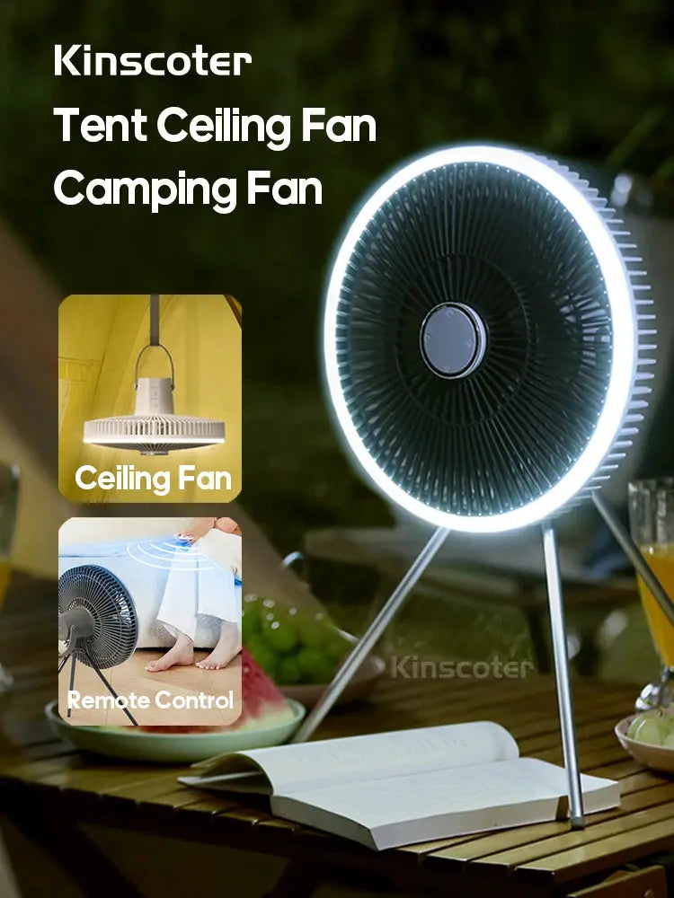 Kinscoter 11-inch outdoor ceiling fan with LED ring light by Simples Market