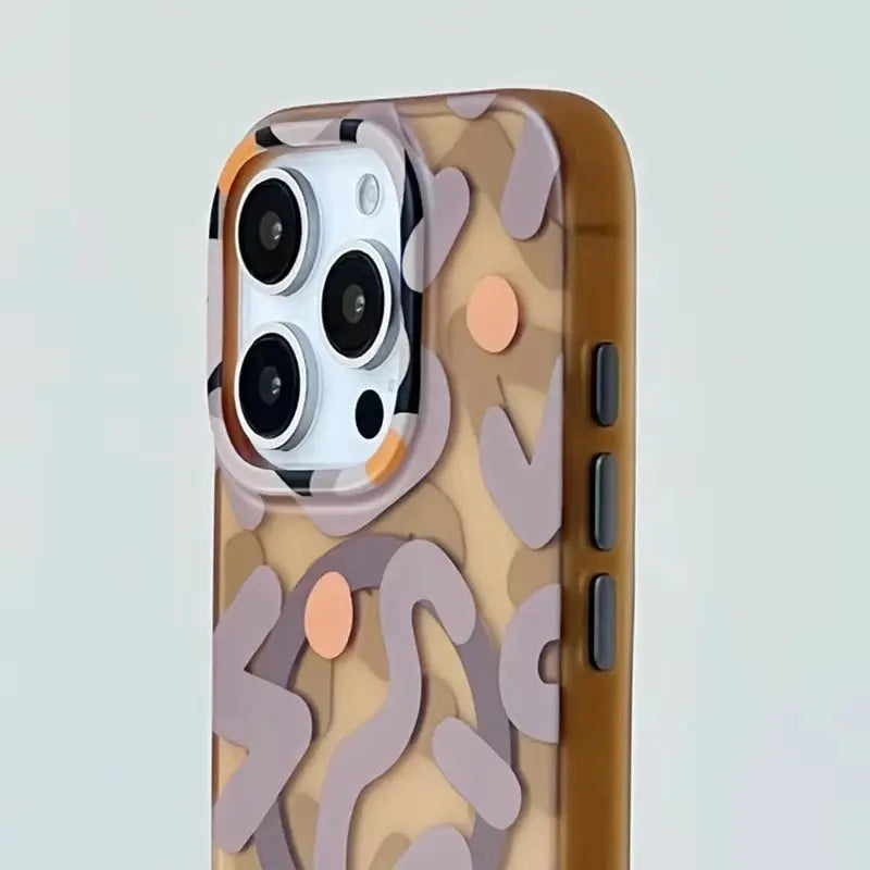 NovaShield Geometric Graffiti MagSafe Case For iPhone 13 14 15 16 17 Pro Max And Air Shockproof Hard Cover