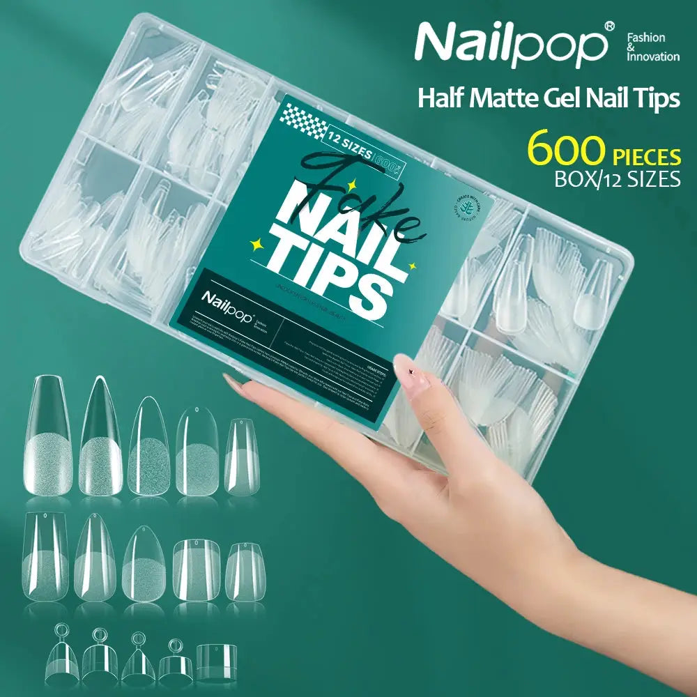 NailPop Soft Gel Nail Tips 600 Pcs Full Cover Coffin Almond Oval Shapes For Salon Quality At Home