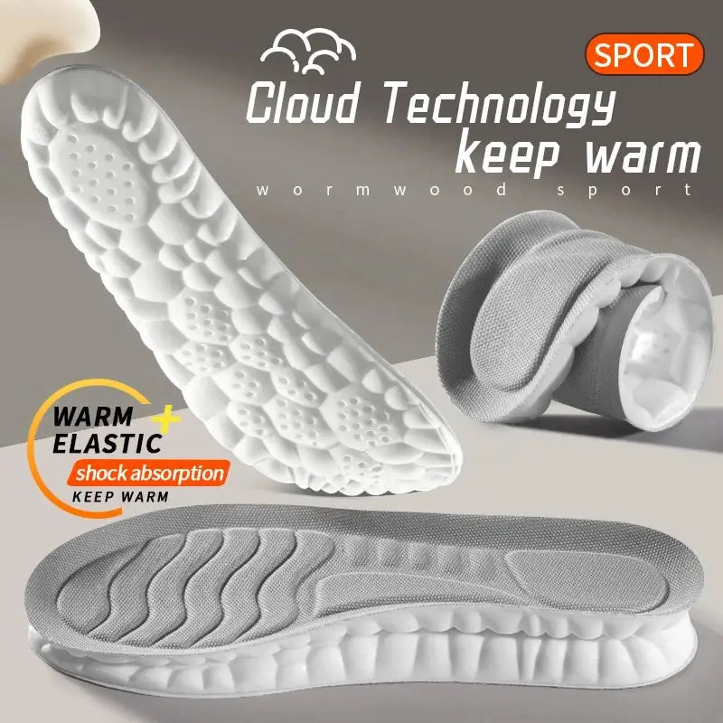 4D Cloud Technology Insoles For Shoes PU Memory Foam Breathable Cushioned Shock Absorption Arch Support For Running