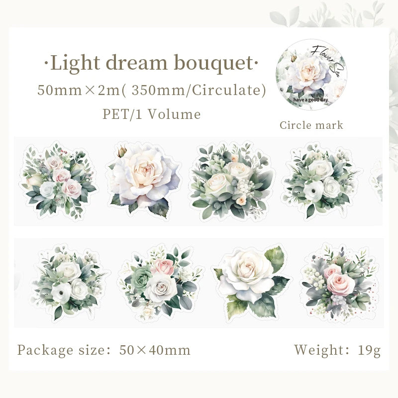 Mr.paper PET Washi Tape Flower Garden Series decorative tape set, 9 pastel bouquet designs by Simples Market
