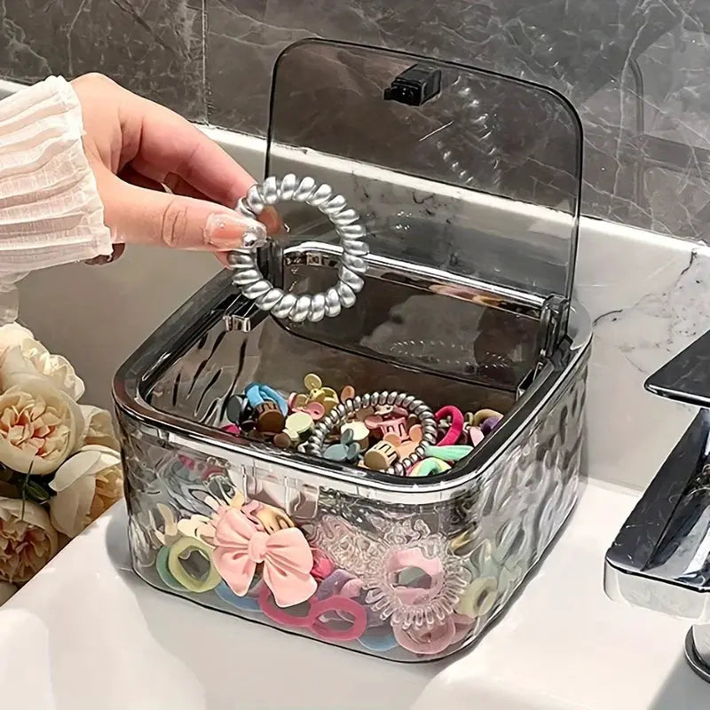 Clear Acrylic Hair Accessories Organizer Storage Box For Hair Ties Headbands Bows Cotton Swabs Bathroom