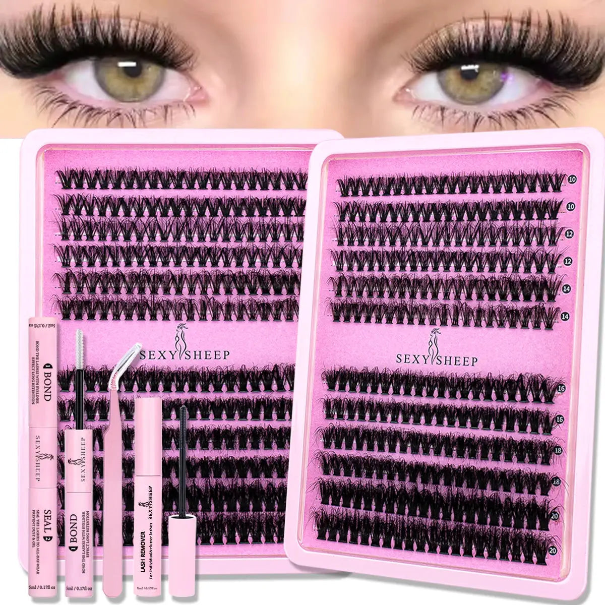 DIY Clusters Lashes 40D 60D Eyelash Extensions Dovetail Segmented Lashes Kit With Lash Glue Remover