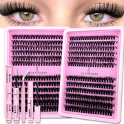 DIY Clusters Lashes 40D 60D Eyelash Extensions Dovetail Segmented Lashes Kit With Lash Glue Remover