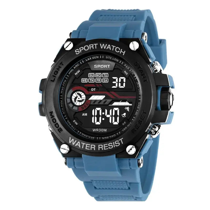 YIKAZE Mens Sports Watch Waterproof Digital LED Military Style Wristwatch With Alarm Clock