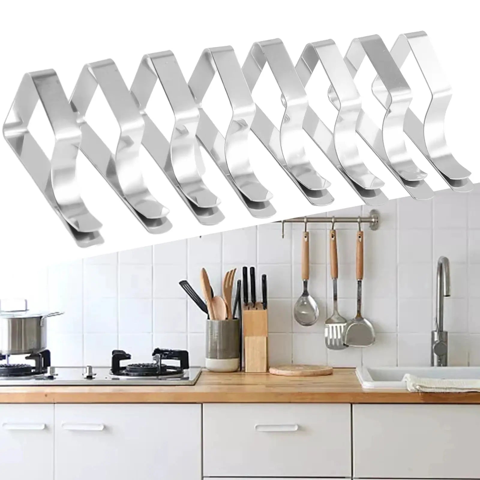 ClipEase 8 Pcs Stainless Steel Table Cloth Clips Keep Table Covers Secure On Windy Days