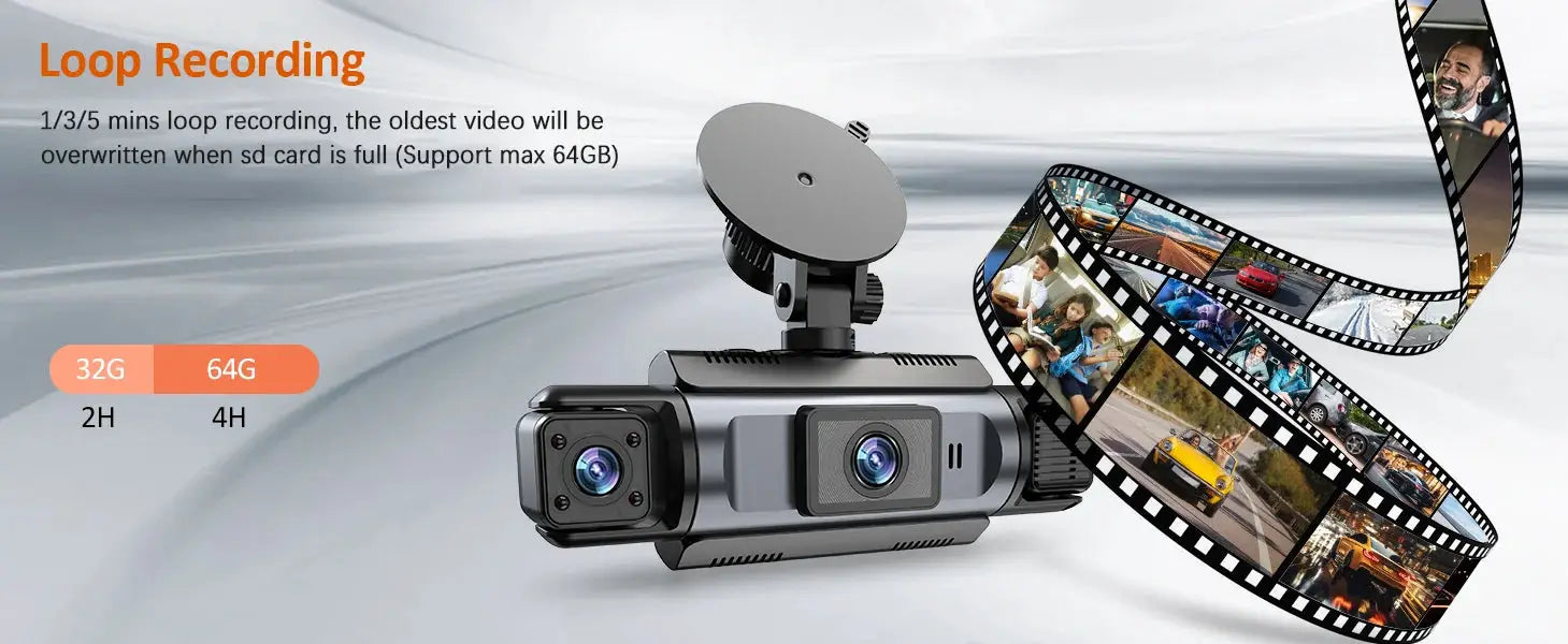Simples Market 4-channel WiFi dash cam (front/left/rear/right) with night vision, loop recording, black DVR.