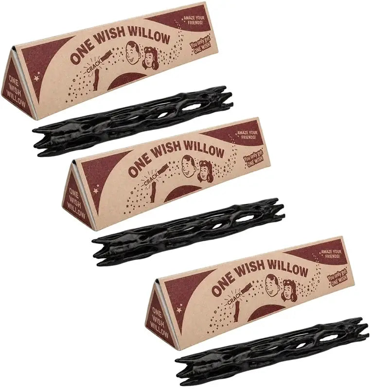 Simples Market four Wish Willow sticks with boxes, black 3D-printed breakable magic charms