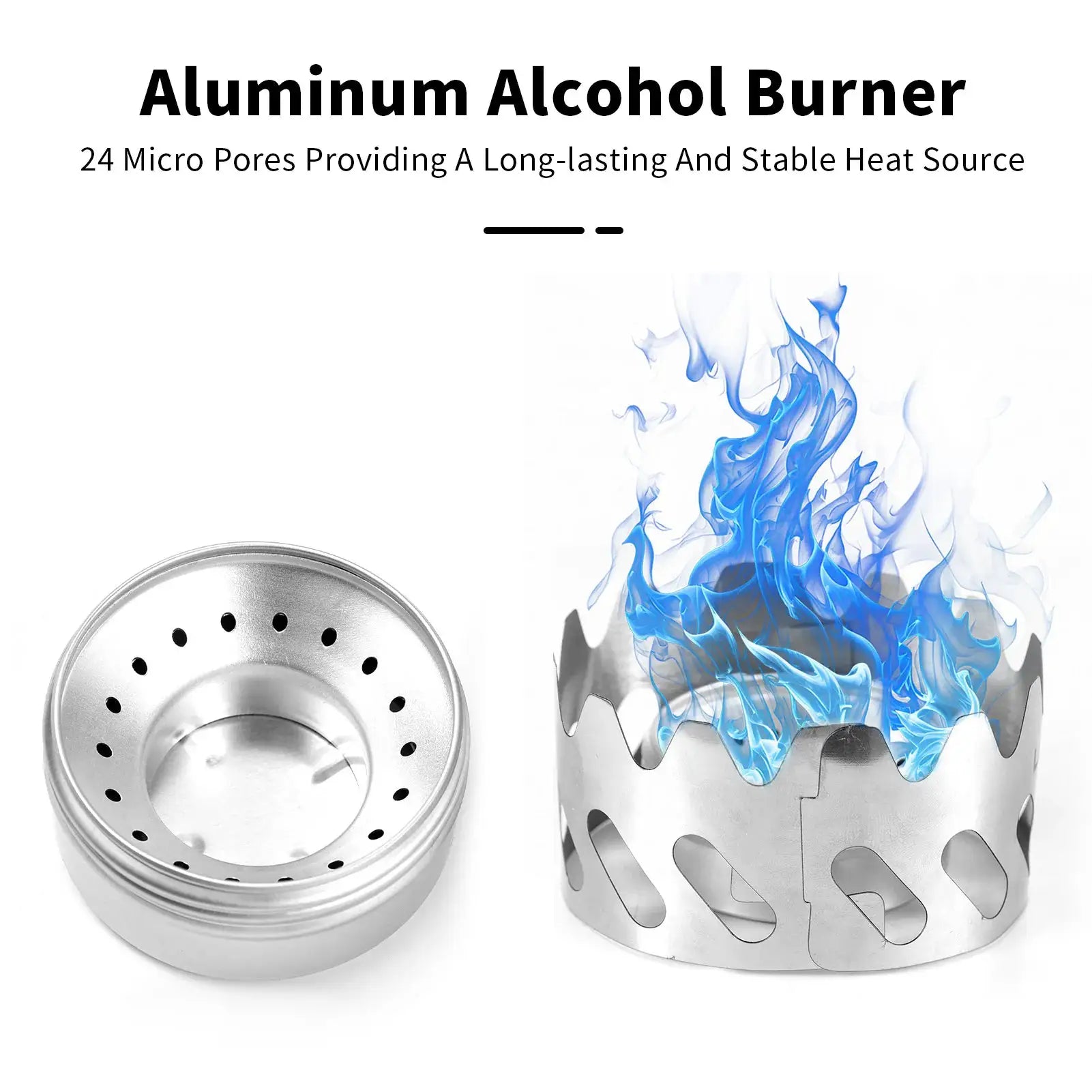 Mini 40ml aluminum alcohol burner with stainless steel windshield, portable camp stove