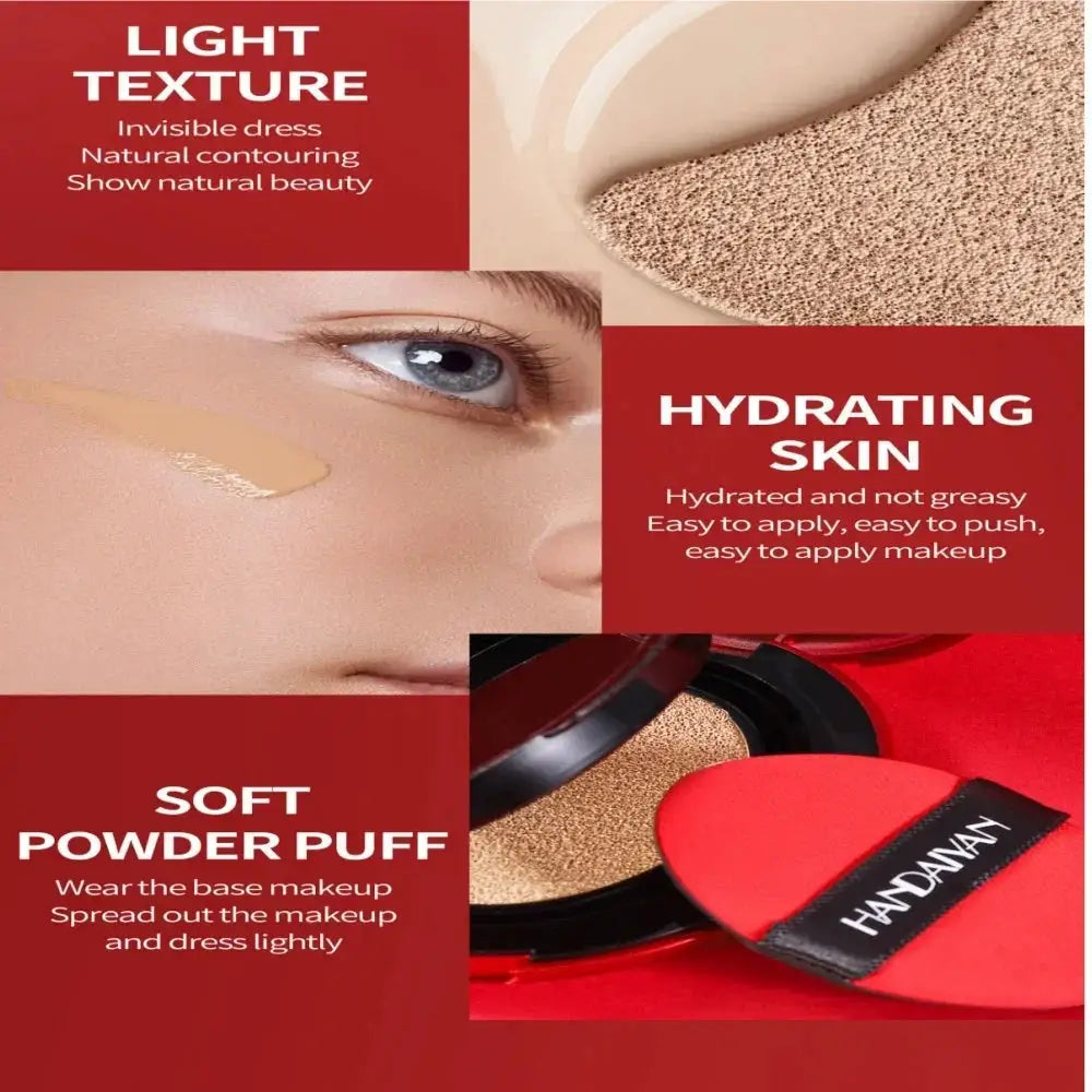 Korean Air Cushion Foundation Oil Control For Long Lasting Natural Finish Moisturizing Brightening Radiant Complexion