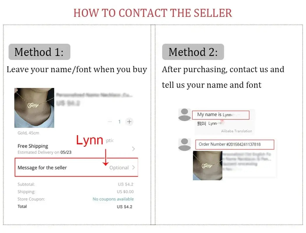 Large Squiggle Dangle Earrings by Simples Market; infographic showing two seller contact methods