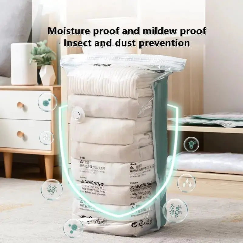 Large No Pump Vacuum Storage Bags For Clothes And Blankets Compression Bags With Travel Accessories And Rapid Exhaust Moisture Proof