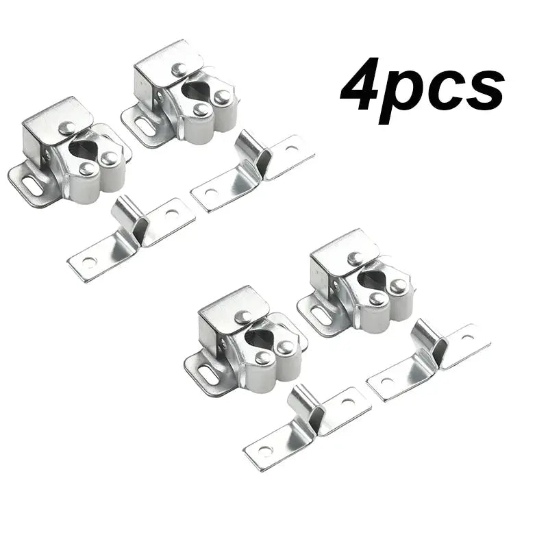 Magnetic Dual Wheel Spring Lock Buckle for Cabinet Doors and Drawers Stainless Steel Wardrobe Locking Hardware