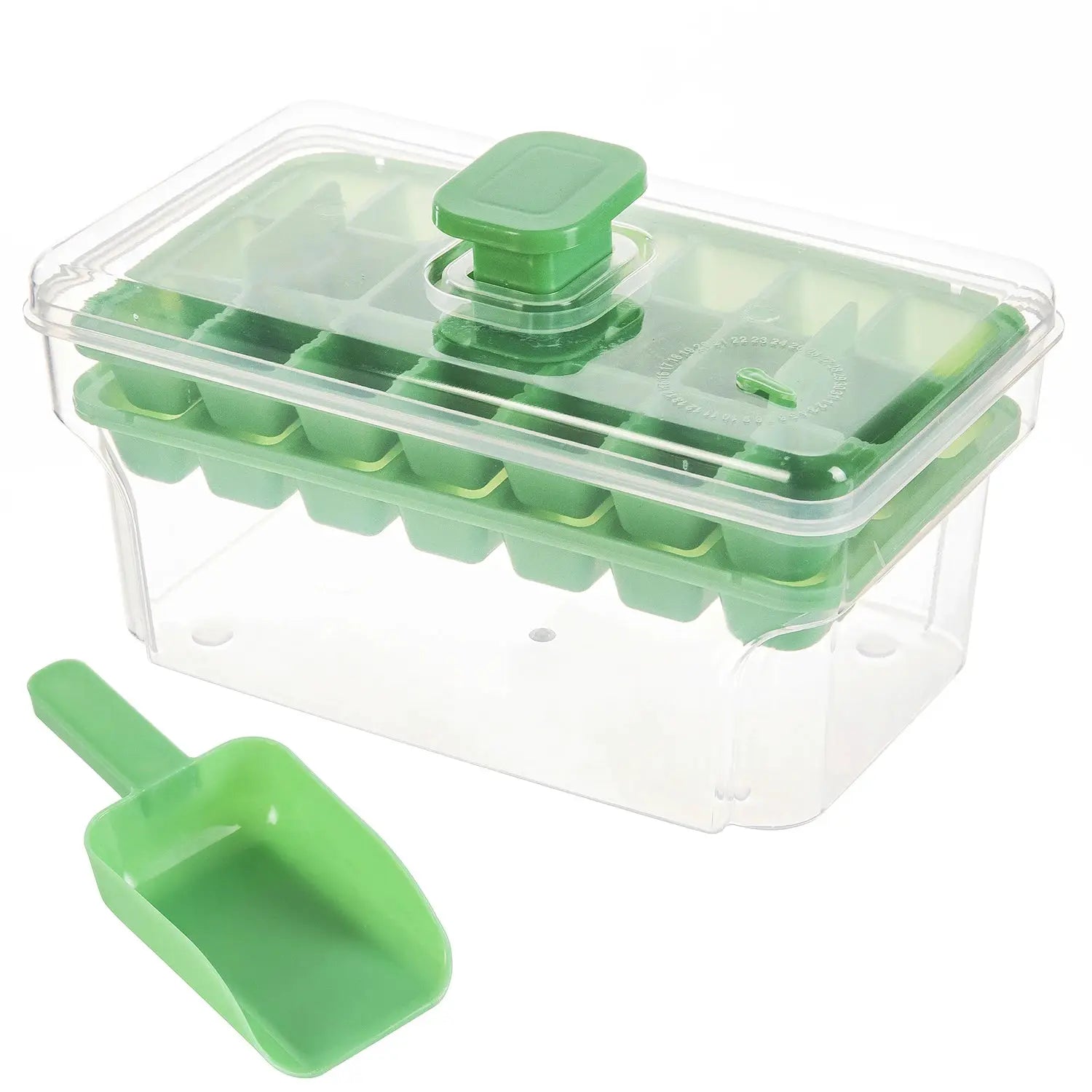 Ice Tray Set With Freezer Bin And Lid For 68 Ice Cubes Easy Press To Release Ice