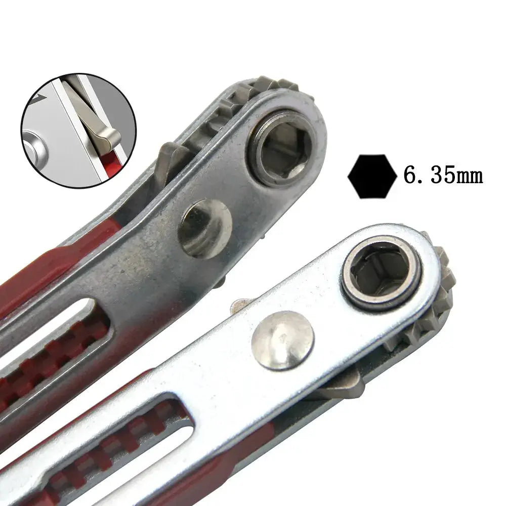 Multifunctional Bidirectional Ratchet Screwdriver Elbow With Interchangeable Heads For Flat Phillips Slotted And Cross
