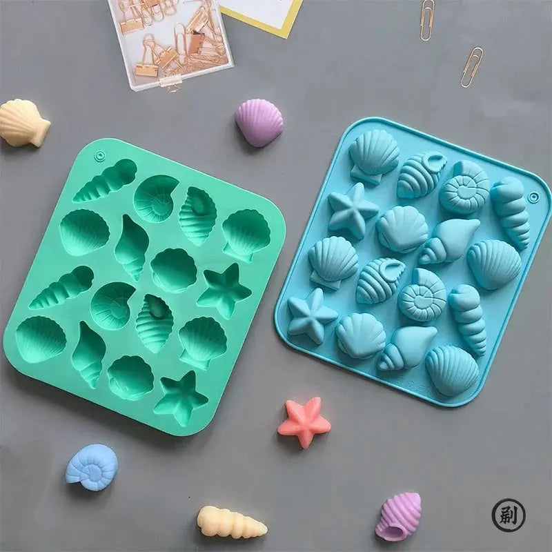 Chocolate Silicone Mold Shell Marine Animal Shape 3D 16 Cavities Candy Pudding Cake Decoration
