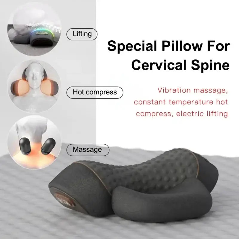 Simples Market electric neck massager pillow for cervical spine with heating, vibration, and hot compress in dark gray
