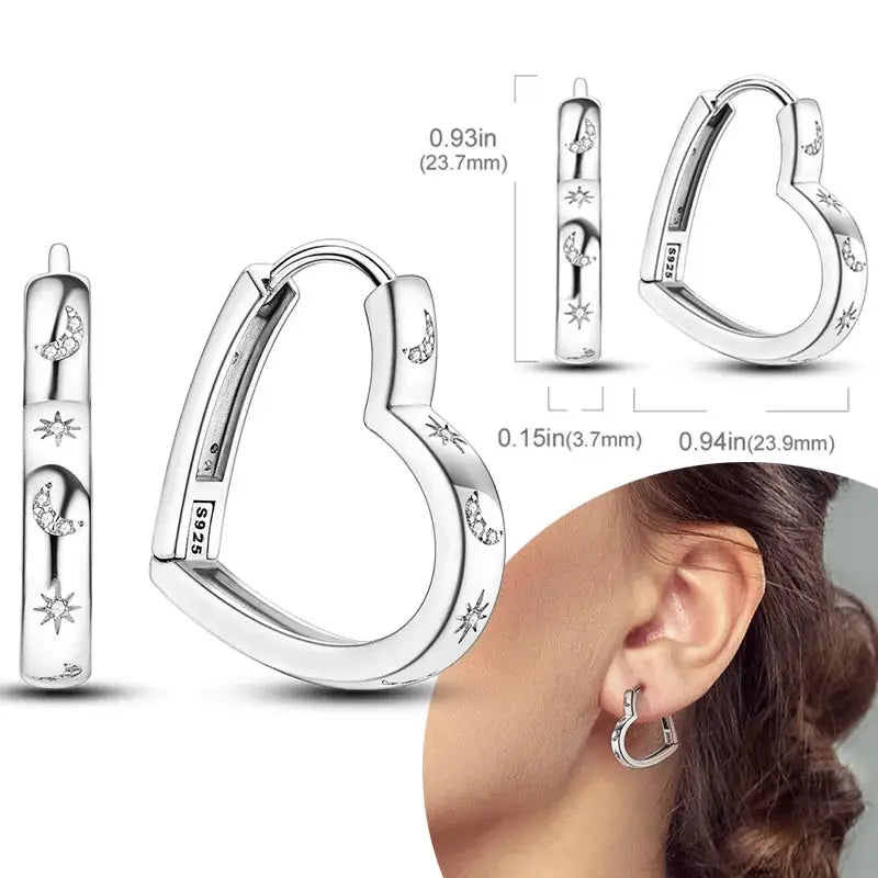 925 Sterling Silver Hoop Earrings Hypoallergenic Zirconia Hoops For Women Girls High Quality Fashion Jewelry