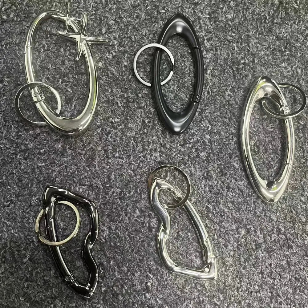 Y2K Punk Star Carabiner Keychain Axe Shaped Mountaineering Key Ring Gothic Backpack Decor Korean Fashion