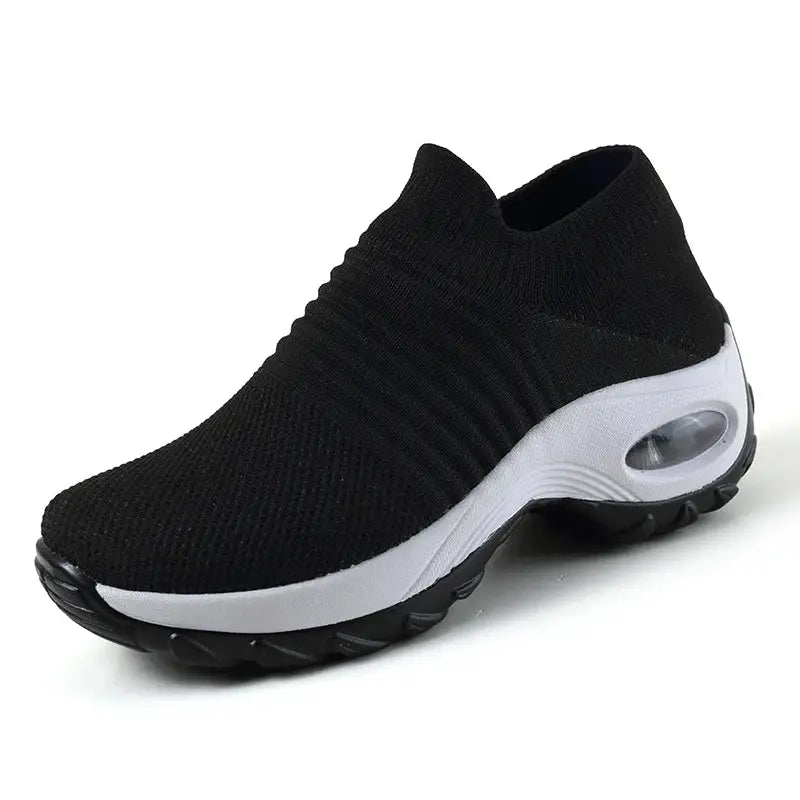 StrideEase Womens Walking Trainers Fly Weave Sock Sneakers Breathable Air Mesh Uppers Slip On Comfort