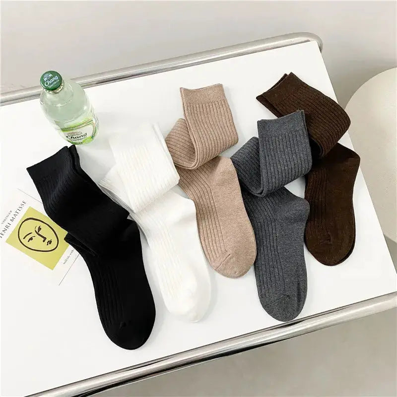 LuxeWeave Women's Knee High Stockings Cotton Blend Comfort For Casual Preppy Style And Everyday Wear