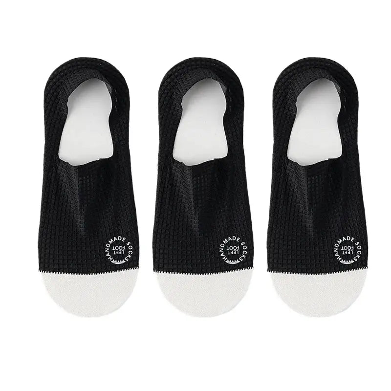 Mens Invisible Socks Thin Breathable Waffle Pattern Anti Friction Sweat Absorbing Casual Mesh Socks 3 Pairs