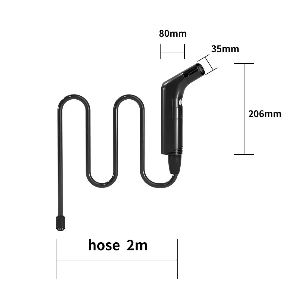 WOWER portable bidet handheld sprayer with a 2m hose, black compact shower nozzle for hygiene cleaning